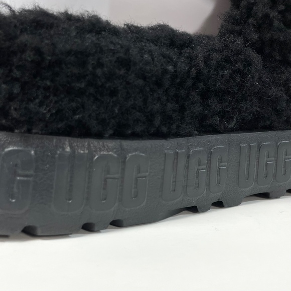 UGG Oh Fluffita Platform Slingback Slippers Black Sheepskin Size 10 - Picture 8 of 12